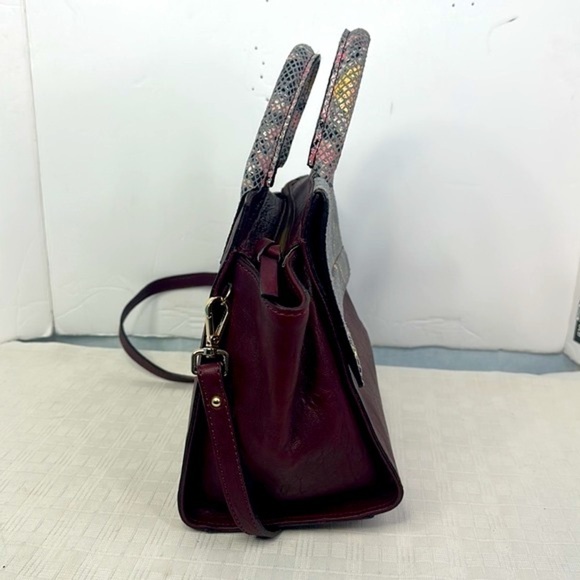 VITTORIA NAPOLI ITALY BAROK Maroon Red/Python Leather Shoulder Bag, $379 - Picture 5 of 9